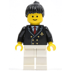 air030 Airport - Pilot with Red Tie and 6 Buttons, White Legs, Black Ponytail Hair, Standard Grin 
